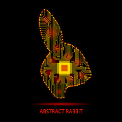 Wall Mural - Abstract rabbit. Rabbit in the form of an electronic circuit. Vector rabbit.