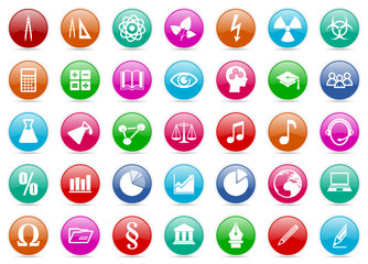 Fototapete - Set of colorful education and science vector icons