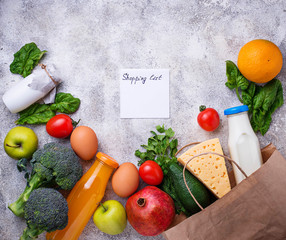 Wall Mural - Healthy organic products with paper bag 