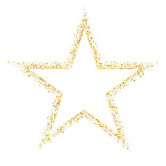 Wall Mural - Gold template star for banner, card, vip, exclusive, certificate, gift, luxury, privilege, voucher, store, present, shopping. Golden star vector banner on white background. Gold glitter star