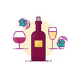 Wine vector illustration filled outline style