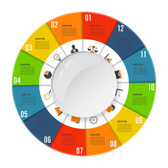 Poster - Circle chart infographic template with 12 options for presentations, advertising, layouts, annual reports