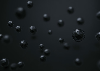 Poster - 3d rendering of icosahedron geometric shapes , abstract low key and selected focus background .