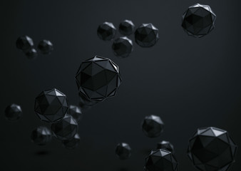 Poster - 3d rendering of icosahedron geometric shapes , abstract low key and selected focus background .