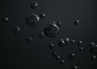 Poster - 3d rendering of icosahedron geometric shapes , abstract low key and selected focus background .