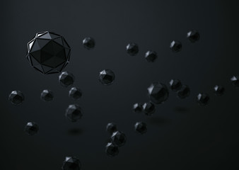 Poster - 3d rendering of icosahedron geometric shapes , abstract low key and selected focus background .