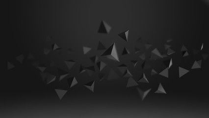 Poster - 3d rendering of triangle geometric shapes , abstract low key and selected focus background .