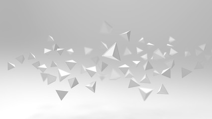 Poster - 3d rendering of triangle geometric shapes , abstract high key and selected focus background .