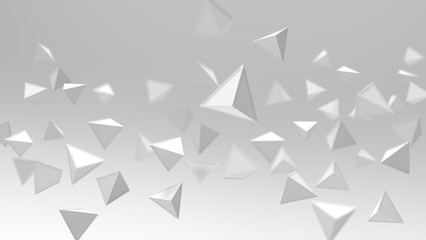 Poster - 3d rendering of triangle geometric shapes , abstract high key and selected focus background .
