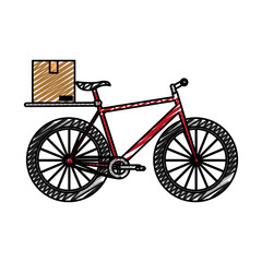 Canvas Print - doodle bicycle transportation vehicle with box package