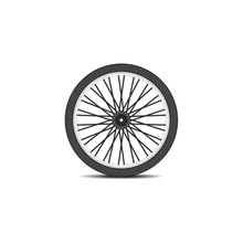 Bicycle Wheel In Black Design With Shadow