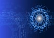 © amperespy - vector technology abstract background with circle and line pattern, communication and digital concept, dark blue style for text and message space for web design