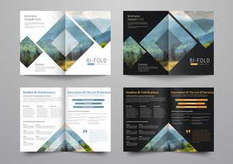Poster - Template of the bi-fold brochure with rhombuses and triangles for the photo.