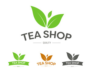 Poster - Logo for a tea shop or brand with three leaves