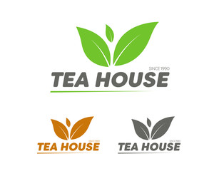 Poster - Set of vector logos for tea house, shop or company