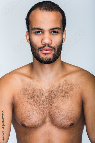 Handsome And Confidant Portrait Of Handsome Shirtless Young Black
