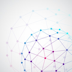 Aufkleber - Graphic background molecule and communication. Colorful dots with connections for your design, illustration