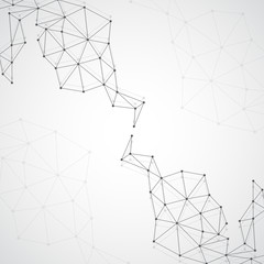 Poster - Grey graphic background dots with connections for your design, illustration