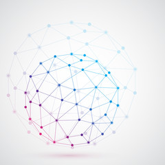 Fototapete - Geometric lattice , the molecules in the circle. Round composition of the molecule, illustration