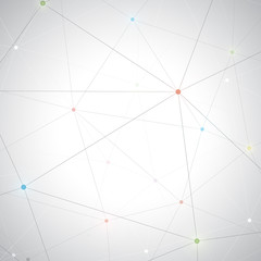 Aufkleber - Grey graphic background molecule and communication. Connected lines with dots, illustration