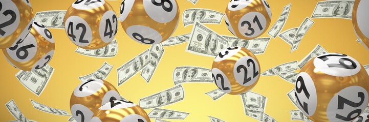 Poster - composite image of lottery balls with numbers