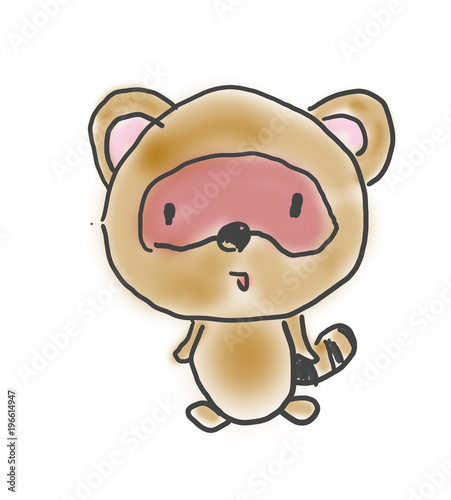 タヌキくん かわいいゆるい動物キャラ子供の落書き風イラスト Stock Illustration Adobe Stock