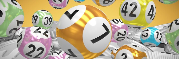 Sticker - Composite image of lottery balls with numbers