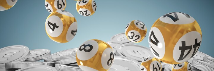 Sticker - Composite image of lottery balls with numbers