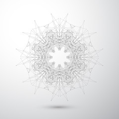 Poster - Geometric abstract form with connected lines and dots. Modern illustration