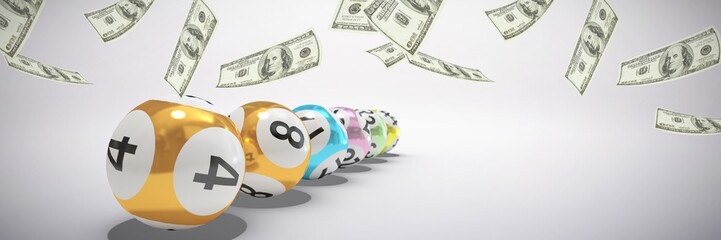 Poster - composite image of a lot of money throwing in the air