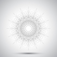 Poster - Geometric  abstract form with connected line and dots. Graphic background for your design, illustration