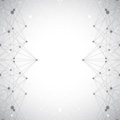 Poster - Geometric abstract grey illustration with connected lines and dots. Medicine, science, technology background for your design
