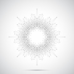 Poster - Geometric  abstract form with connected line and dots. Graphic background for your design, illustration