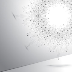 Poster - Geometric abstract round form with connected line and dots. Graphic composition for your design, illustration
