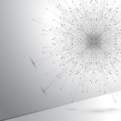 Poster - Geometric abstract round form with connected line and dots. Graphic composition for your design, illustration