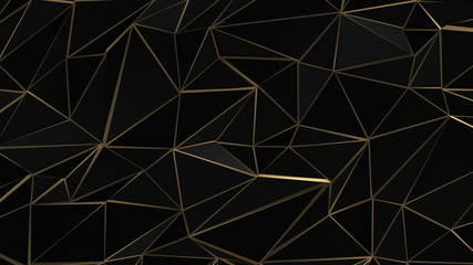 Black and gold abstract low poly triangle background