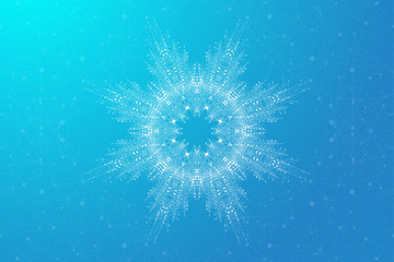 Poster - Geometric abstract round form with connected line and dots. Graphic composition for medicine, science, technology , chemistry, illustration