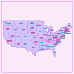 United States of America Map. Illustration.