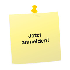 Sticker - Notizzettel gelb - Jetzt anmelden