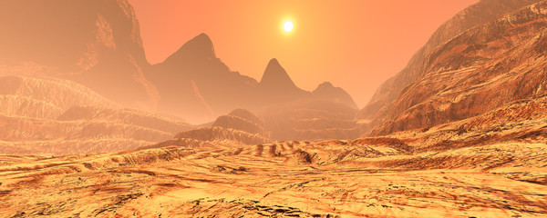 Wall Mural - 3d rendering planet mars lanscape