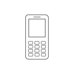 Sticker - Mobile phone with buttons. Outline. Vector icon.