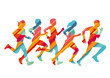 Gruppe von bunten Läufern, Illustration