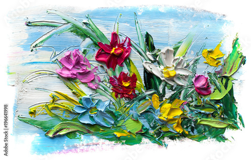  Naklejki Malarstwo   abstrakcyjny-obraz-olejny-kwiat