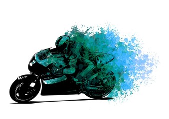 Plakat sport motocyklista silnik