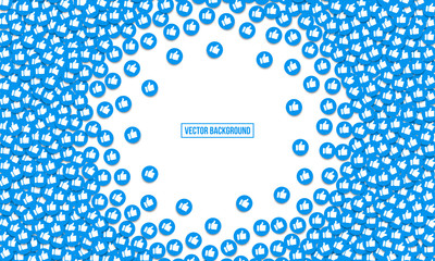 Poster - like thumb up icons vector background. social nets blue likes fingers web buttons on white backgroun