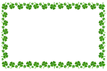 beautiful st. patrick's day postcard / wishes card with shamrock or 4-leaf clover frame, isolated on