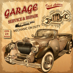 Vintage garage retro poster