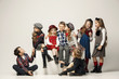 © master1305 - The group of beautiful girls and boys on a pastel background