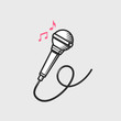 Microphone icon with music notes vector illustratio