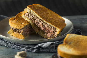 Canvas Print - Homemade Cheesy Patty Melt Sandwich